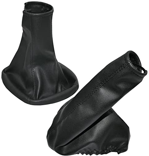 Aerzetix - C57720 - Cuffia soffietto per leva del cambio e freno a mano - compatibile con Opel Astra F dal 1991 al 1998 - colore: nero - in pelle sintetica