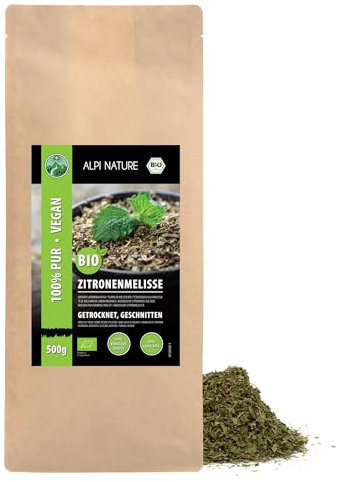 Alpi Nature Melisse Tisane BIO 500g, Thé en Vrac, Thé aux Feuilles de Mélisse Séchées et Coupées
