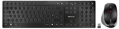 CHERRY DW 9500 SLIM, Set di Tastiera e Mouse Senza Fili, Layout per il Regno Unito (QWERTY), Bluetooth o Radio 2,4 GHz, Mouse Ergonomico per Destrimani, Nero-Grigio