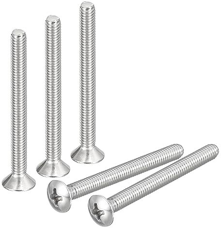 QUARKZMAN M4x50mm Tornillos Máquina Phillips Cabeza Ovalada 50uds Acero Inoxidable 304 Cabeza Avellanada Ligeramente Elevada