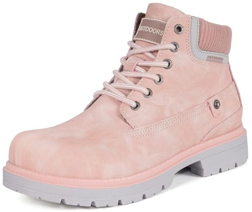 Stivali Invernali Uomo Donna Stivali da Neve Caldi Foderati Stivaletti Scarpe Inverno Trekking Outdoor, Pink Senza Pelliccia, 42 EU