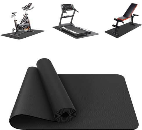 Tappetino per tapis roulant, tappetino protettivo resistente per cyclette, bici da spin, attrezzature per il fitness, 190 cm x 85 cm, nero