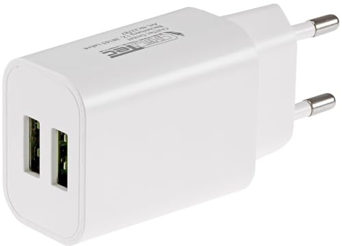 ChiliTec USB Ladegerät Stecker-Netzteil IN 110-240V Out 5V 2X USB A 10W 2,1A USB-Netzteil für Smartphone, Tablet, LED Strips