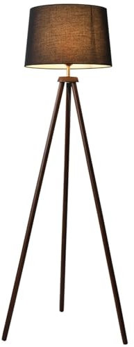 Trä stativ golvlampa, stående lampa från mitten av århundradet Flaxen lampskärm Modern design stående lampa med E26 lampfot Hög golvlampa för sovrumsstudierum och kontor