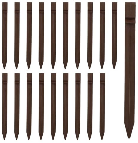 Estacas de plástico para el suelo, estacas resistentes de 25 cm, estacas de tienda de campaña para jardín al aire libre, césped, terraza, tablero de tiendas de campaña (20, marrón)