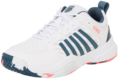 K-Swiss Court Express 2 Tennis Shoe, White/Stargazer/NEON Blaze, 33 EU