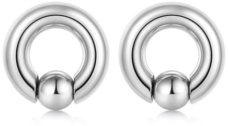 Homxi 2Pezzi 3x14x6mm Set Orecchini Dilatatori,Dilatatori Acciaio Chirurgico 00G Hoop con Sfera Set Dilatatori Tunnel Argento