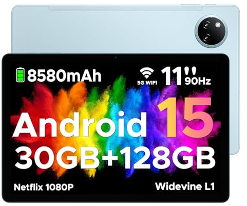 DOOGEE Tab A9 Pro+ Tablette Android 15, Tablette 11 Pouces, 30GB RAM+128GB ROM/TF 2TB, Batterie 8580mAh, Octa-Core T7200 90Hz,13MP Caméra, Tablette Tactile Widevine L1/5G WiFi/OTG/Face ID