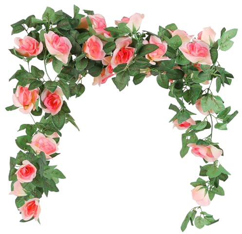 sulanmo Guirlandes de Fleurs de Roses Artificielles, Guirland Vignes Suspendus, 2PCS 220cm Fleurs Artificielles Deco pour Mariage Maison Jardin Fêtes