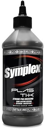 Restaurador, Hidratador de Plásticos Exteriores Coche [Symplex Plasti-K] NO GRASO. Protección UV y Brillo Satinado | Renovador Resistente al Agua y Lluvia | Detailing Profesional (PLASTI-K, 473ML)