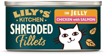 Lily’s Kitchen Made with Natural Ingredients Shredded Fillets in Jelly with Chicken and Salmon Adult Wet Cat Food Tin 24 x 70g