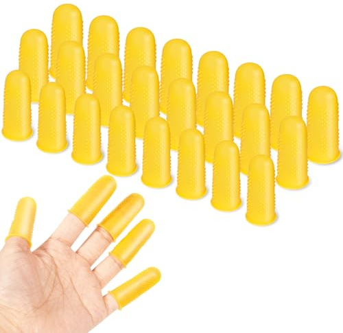 DANRONG 24pcs Silicone Finger Protectors,Rubber Fingers Tips, 3 Sizes,Finger Covers Thimble Guard Pads Caps for Hot Glue Gun Money Counting Collating Writing Sorting Task Wax Rosin Resin Crafts Sewing