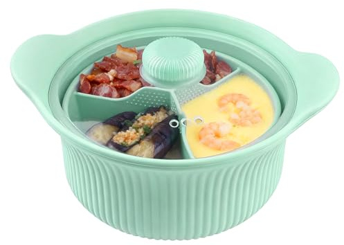 Cottura a vapore per microonde, in silicone, per uso alimentare, con manico, in silicone, per zuppa, pesce, forno, friggitrice ad aria calda a casa e appartamento