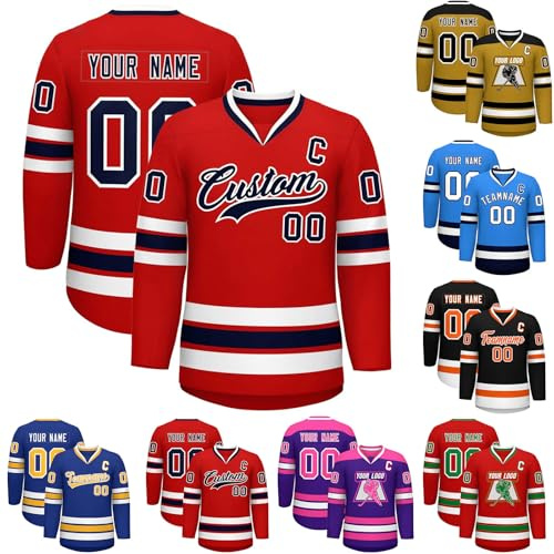 Maillots de Hockey personnalisés, Maillots de Hockey Vierges pouvant être personnalisés avec l'équipe/numéro/nom Personnel, Maillots de Hockey pour Hommes, Femmes, Adolescents et Enfants (Style 20)