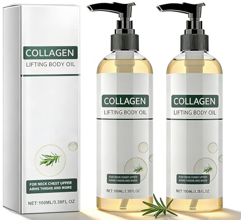 Huile Corporelle Lifting au Collagène, Huile Corporelle Raffermissante et Hydratante pour Femmes, Huile au Collagène pour le Cou, la Poitrine, les Bras et les Cuisses, Soin Corporel Anti-Âge (2pc)