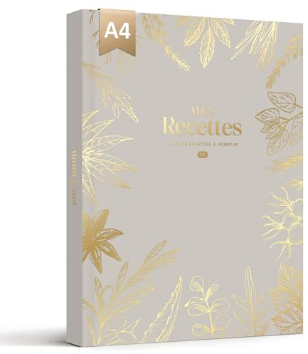 BIROYAL Carnet de Recettes à Remplir A4, 114 Recettes, Gris chaud