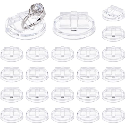 DICOSMETIC 25 piezas de plástico transparente anillo redondo soporte de exhibición joyas creativas soporte organizador de anillo transparente soporte para mujeres hombres boda hogar tienda espacio