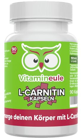 L-Carnitin Kapseln - hochdosiert 500 mg - aus L-Carnitin-Tartrat - bioaktiv & vegan - Produktion in Deutschland - laborgeprüft & ohne Zusatzstoffe - Für Training & Kraftsport - Vitamineule®