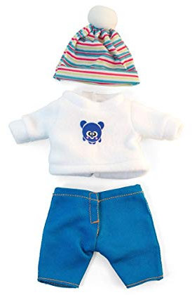 Miniland Set Puppenkleidung 21cm, Hose, Sweatshirt und Bommelmütze