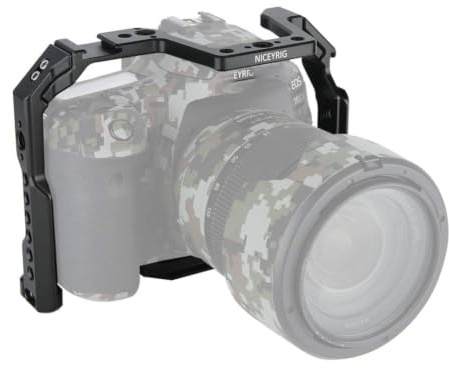 80d Jaula de cámara, NICEYRIG Jaula de cámara para Canon EOS 90D 80D 70D, con Zapata fría de riel NATO y Orificio de localización ARRI