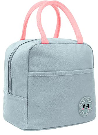 unycos - Bolsa Térmica Porta Alimentos【7L】Nevera Portátil con Aislamiento, Lunch Box Impermeable, Hermética e Isotérmica, Porta Fiambrera para Almuerzo, Oficina, Viaje, Pícnic o Colegio (Gris/Rosa)