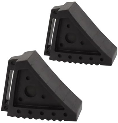 OMAC Cuñas de freno, cuñas de elevación, cuñas de compensación, cuñas de nivelación con mango, cuña para remolque, cuña compatible con caravanas, autocaravanas, 2 unidades, color negro