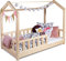 Sanmar Kinderbett Bett Hausbett 80x190 Alex Lattenrost Bettgestell aus Kiefer Holz für Haus Kinder Jungen & Mädchen - Holzbett Baby Kinderzimmer Junge Deko (Rausfallschutz: MIT)