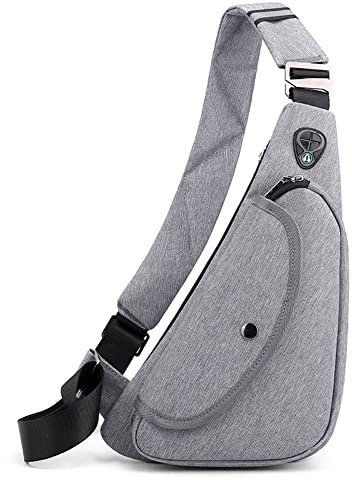 VARLIVOO Herren Sling Bag Brusttasche für Herren Schultertasche Hiking Fitness Radfahren Chest Bag Sporttasche Umhängetaschen Wasserdicht Polyester Grau