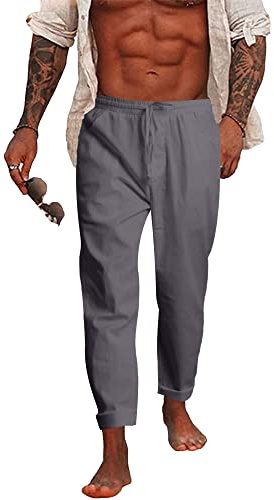 NANAMEEI Men's Beach Lightweight Drawstrings Sweatpants Jogging Beach Pants Dark Gray 2XL