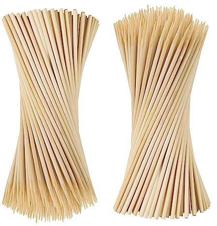 300PCS Bamboo Skewers 8 inch, Wooden Skewers for Appetizers, Kabob Sticks, Fruit, BBQ, Grilling,Chocolate Fountain, Yakitori Chicken