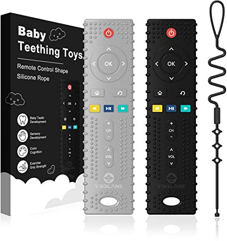 Yoolane Beißring Baby [Original] - Beißspielzeug aus Silikon, Fernbedienung Beissring Kühlend, Zahnungshilfe BPA-frei | Spielzeug & Zubehör & Geschenke für 3+ Monate Kleinkind | 2 Stück
