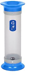 Glasdon Contenedor de pilas Vision™ 10 (3 colores) – Recolector de residuos de pilas pequeño – Tubo de recogida de pilas transparente compacto de 10 litros (Azul)