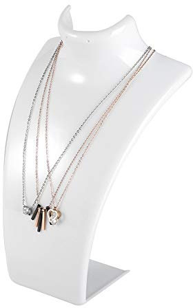 Tomotato Support de Buste de Collier en Acrylique, 13.8x21.5cm Support de Collier de Mannequin Support de Buste Porte-bijoux Organisateur Modèle Boutique Bijoux Présentoir(Blanc)