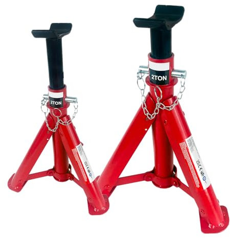 Simply Auto 2T Foldable Jack Stand Pair CFJS2T (2 Tonne, 2000kg), Red