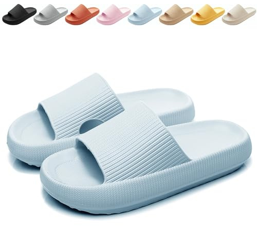 Calish - Ciabatte da bagno per uomo e donna, antiscivolo e morbide, calzata comoda, per il bagno e la casa, per l’estate, per ambienti esterni e interni, Blu, 38/39 EU