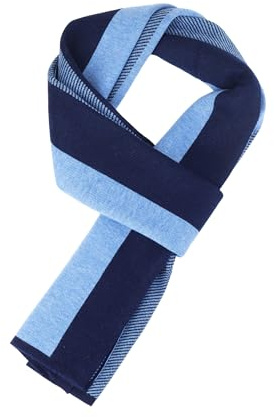 WANYING Sciarpa invernale da uomo, 6% lana, lavorata a maglia, casual, business, 180 x 30 cm, a righe, A01 - A righe blu scuro, 180 × 30 cm