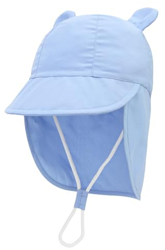 Jupsk Baby Sun Hat Toddler Bucket Hat Wide Brim Summer Beach Cap with Neck Protection UPF50 for Kids Child Boys Girls 6-12 Months (Blue)
