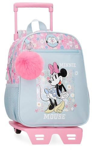 Disney Joumma Minnie Happy Mochila Escolar con Carro Azul 23x28x10 cms Poliéster 6,44L