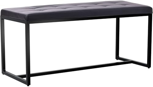CLP Banco Barci I Moderno Banco de 2 plazas tapizado para Comedor, Cocina y Oficina I Banco tapizado, Mueble de recibidor con Revestimiento, Color:Negro, Material:Cuero Sintetico