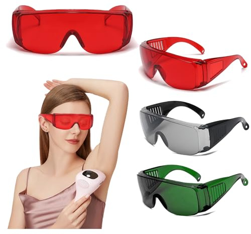 FOSDICK 3 PCS IPL Laser Safety Glasses for Laser Cosmetology Eye Protection and Laser Hair Removal Treatment, Red Green Black Tinted Safety Glasses for Work, Lab Chemistry