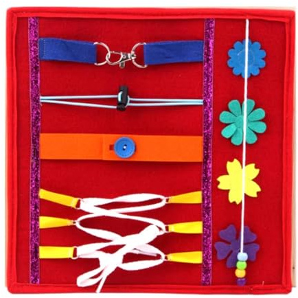 Harilla Coperta Sensoriale Giocattolo Educativo Pannello Delle Attività Tappeto Da Gioco per Allenare Le Abilità Motorie Fini E Imparare a Vestirsi Adatta Com, Rosso, Taglia unica bambino