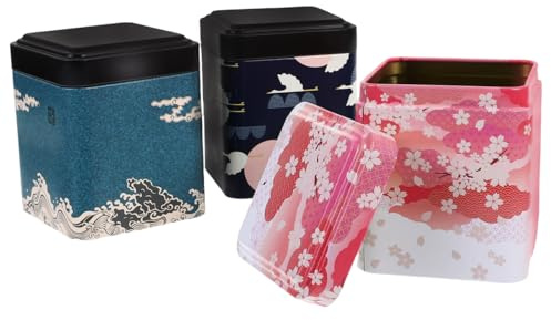 SHINEOFI Latas de Té de Hojalata 3 Piezas Tapa Hermética Colores Surtidos para Almacenamiento Práctico de Alimentos y Dulces en Cocina