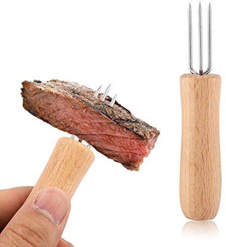Ausla Porta Mais in Acciaio Inossidabile da 4 Pezzi, Manico in Legno, Perfetto per Pannocchie, Feste Barbecue, Design Leggero, Facile da Pulire