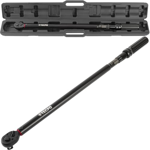 TECPO Drehmomentschlüssel 3/4 Werkstatt-Profi 100-500 Nm, Hebel-Umschaltknarre Klicksignal, Schiebearretierung zur Fixierung, kalibriert mit ±4% Genauigkeit, 760mm lang, Kiloschlüssel, KFZ Schlüssel