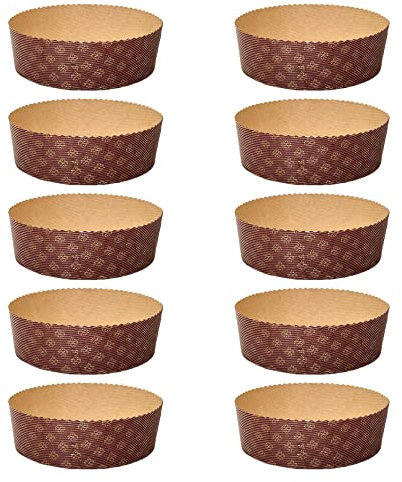 Moule Panettone Bas 500 gr Qualité Premium (10 pièces) - Caissettes Panettone Professionnelles en Papier Ondulé de Pure Cellulose Micro-onde Conçu pour Panettones, Résistant à la Chaleur 220°C
