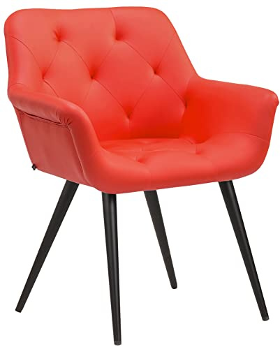 CLP Esszimmerstuhl Langford I Stoff I Kunstleder I Gesteppter Polsterstuhl I Stuhl Mit Bodenschonern, Farbe:rot, Material:Kunstleder