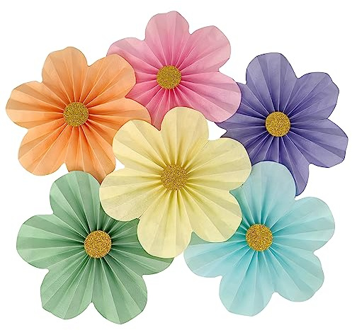 Pastel Paper Flower for Unicorn Party Decorations Wedding Fan Photo Backdrop Bridal Shower Birthday 12 inch Pack of 6