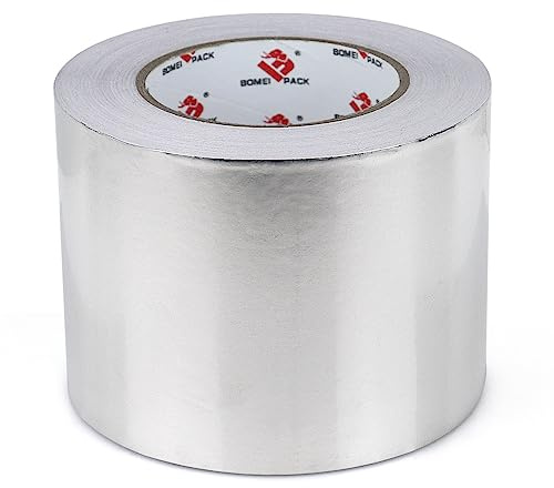 BOMEI PACK Aluminum Foil Tape,Heavy Duty Metal Duct Tape,High Temperature Silver Tape,Perfect for Sealing & Patching,HVAC,Air Ducts,Insulation and Metal Repair (4 Inch)