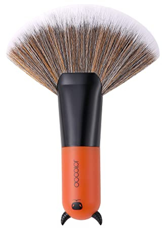 Docolor Professional Face Makeup Brush - Red Synthetic Hair Fan Brush - For Blush & Setting Powder