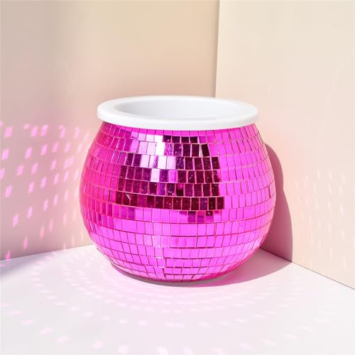 Discokugel-Pflanzgefäß, Glas-Disco-Kugel-Blumentopf, Spiegel-Disco-Pflanzgefäß, selbstbewässernd, Disco-Pflanzenhalter, Discokugel-Vase, Kunststoff, moderne Discokugel-Dekoration für den Innenbereich,